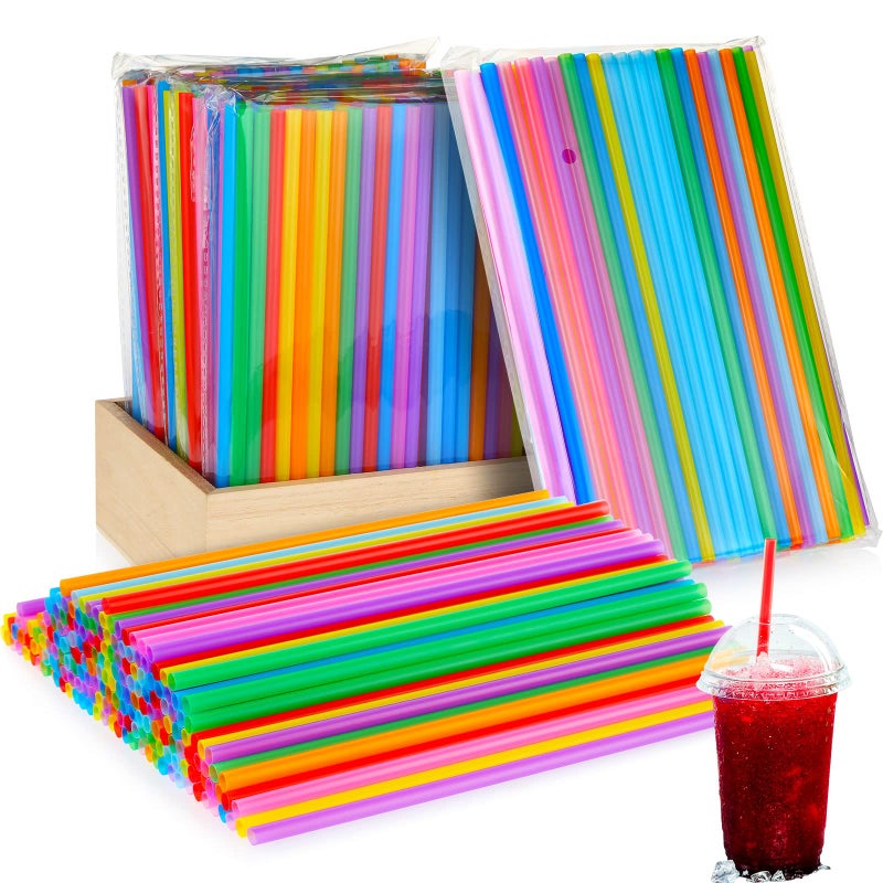 Eaasty 1000 Pcs Colorful Disposable Drinking Plastic Straws Bulk 024 Diameter and 787 Long Plastic Long Disposable Drinking Straws Multicolor